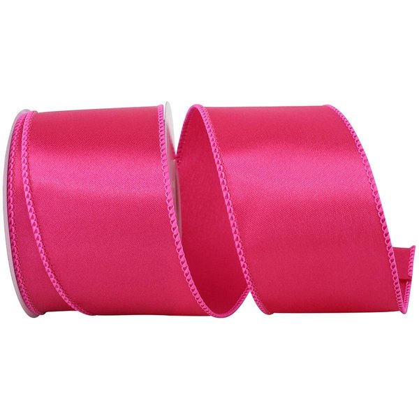 Reliant Ribbon 2.5 in. Satin Value Wired Edge Ribbon, Fuchsia - 10 Yards 92575W-222-40F